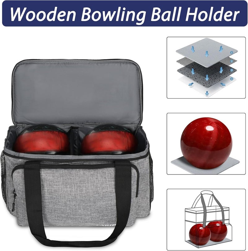 LARIPOP 2 Ball Bowling Bag, Double Bowling Ball Bag with Dual Padded Holder & Shoe Compartment- Fits Shoes Up to Mens Size 16 - Image 5